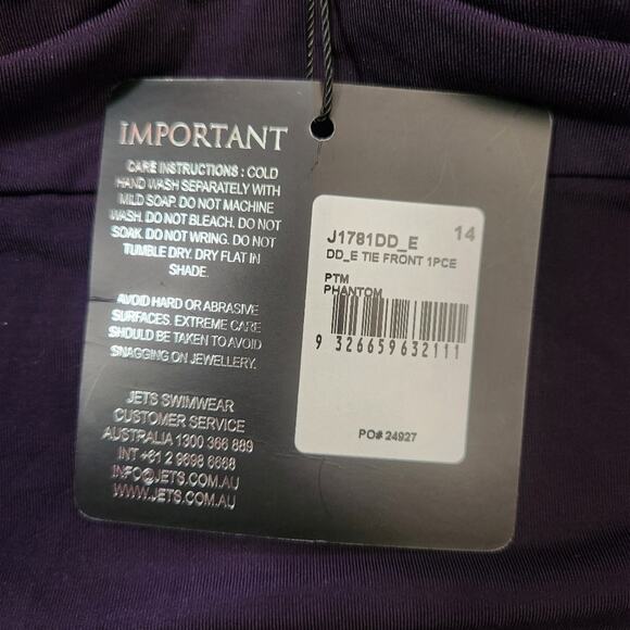 JETS By Jessika Allen One Piece Swimsuit Purple 14 Beach Vacation Resortwear - Picture 3 of 5